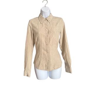 New York & Company Beige Button-Down Shirt